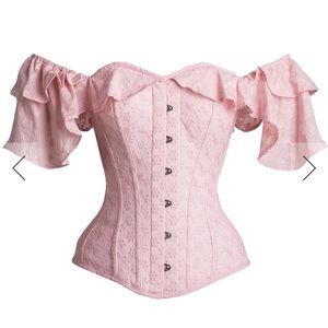 CORSET-STORY PINK COTTON EMBROIDERY ANGLAISE CORSET TOP